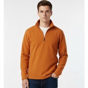 BASS Fleece Quarter-Zip Sweater, Men’s L, Orange